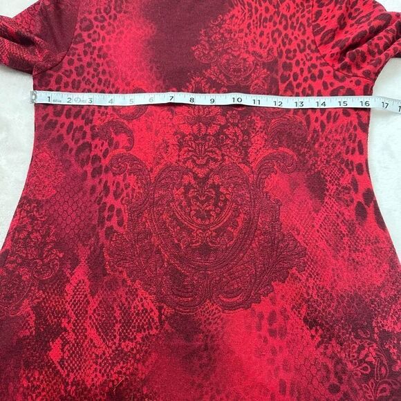DB‎ Sport Women's S Flare Sleeve Blouse Red Purple Mix Animal Print Hi Low Tunic - Picture 5 of 7